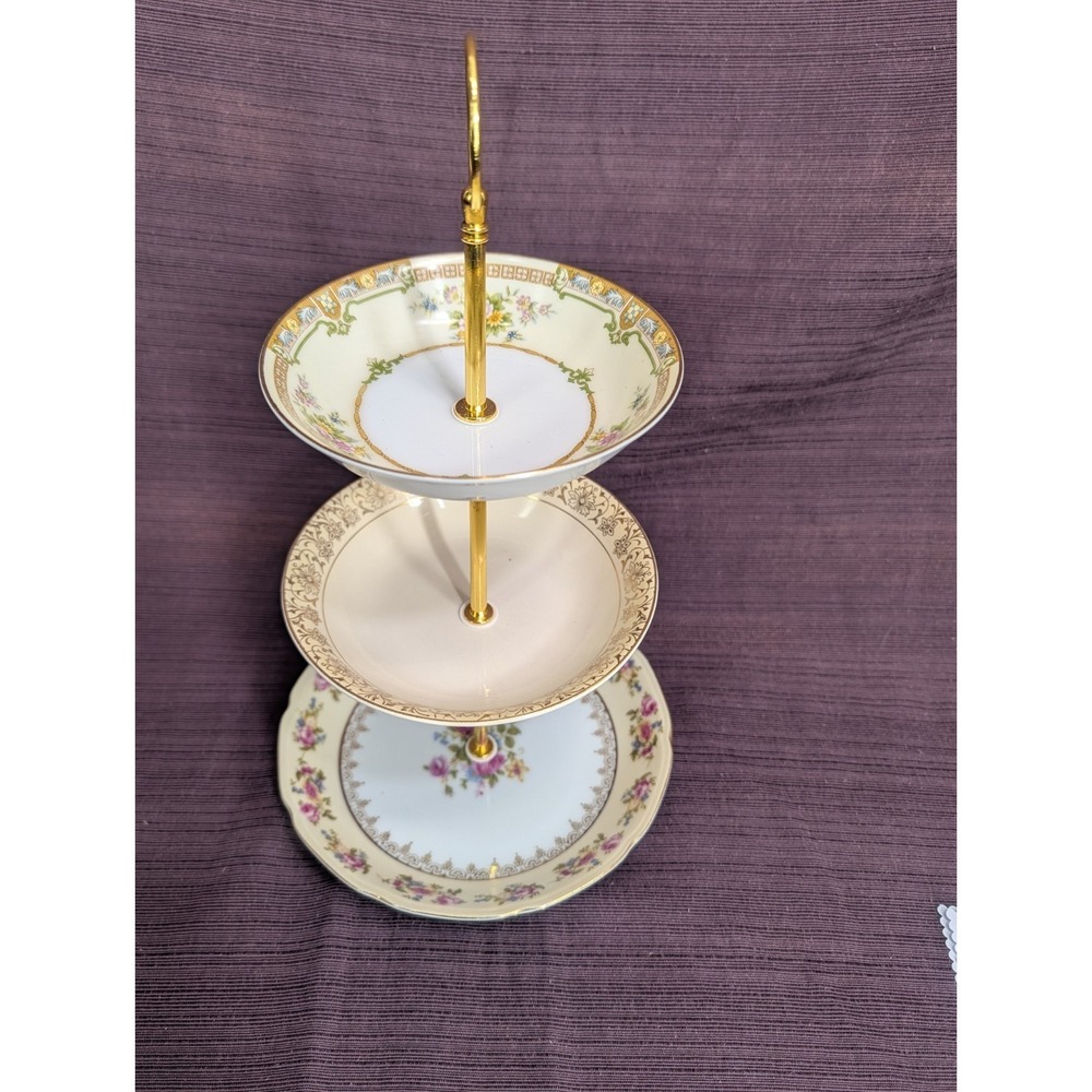 China plate and Bowl 3/2 tier serving tray set - Handmade in Montana ! - Picture 8 of 16